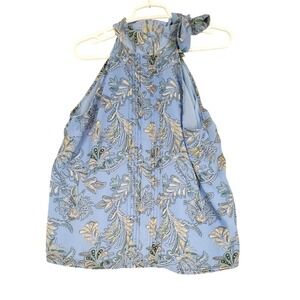 Joie Floral Paisley Print Halter Top Sleeveless Blouse Blue‎ Medium